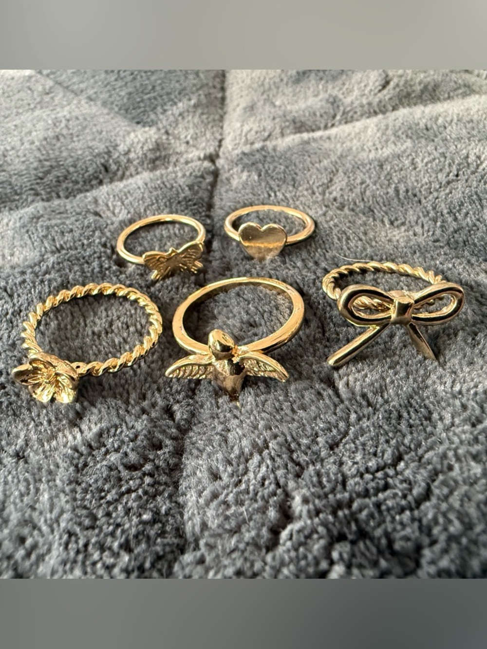 Gold Tone Cute Mix Ring Set